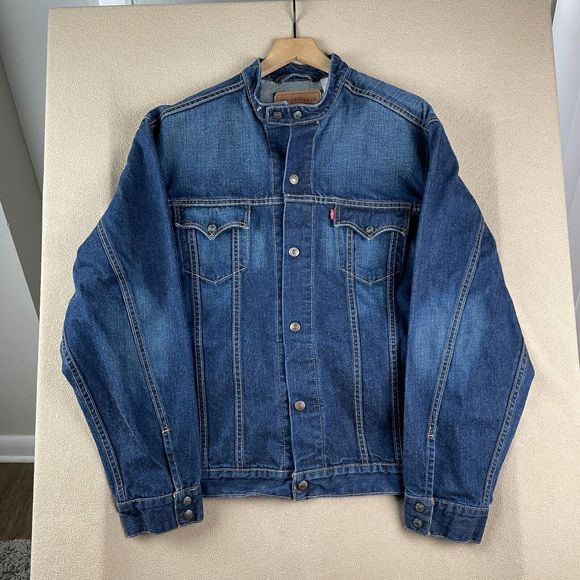 Levi's Other - Levis Jacket Mens Extra Large Easy Rider Denim Medium Wash Trucker XL Biker Logo
